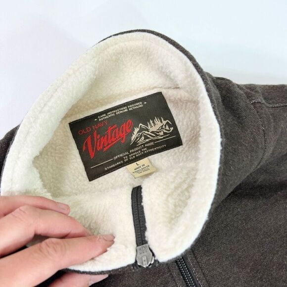 Vintage Old Navy Sweater Womens Large Brown Cotton Blend Long Sleeve Full Zip - Picture 5 of 9